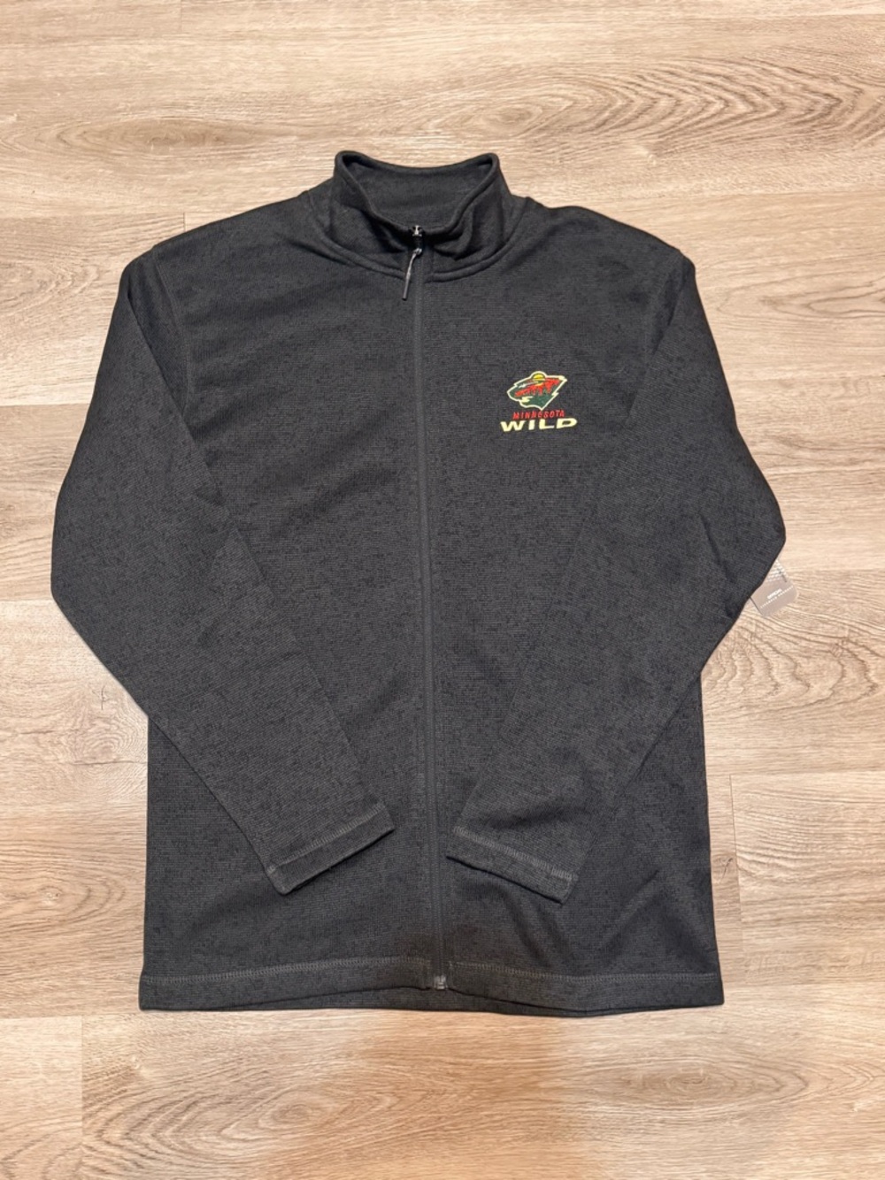 Rare Minnesota Wild Charcoal Gray Full-Zip Fleece Jacket